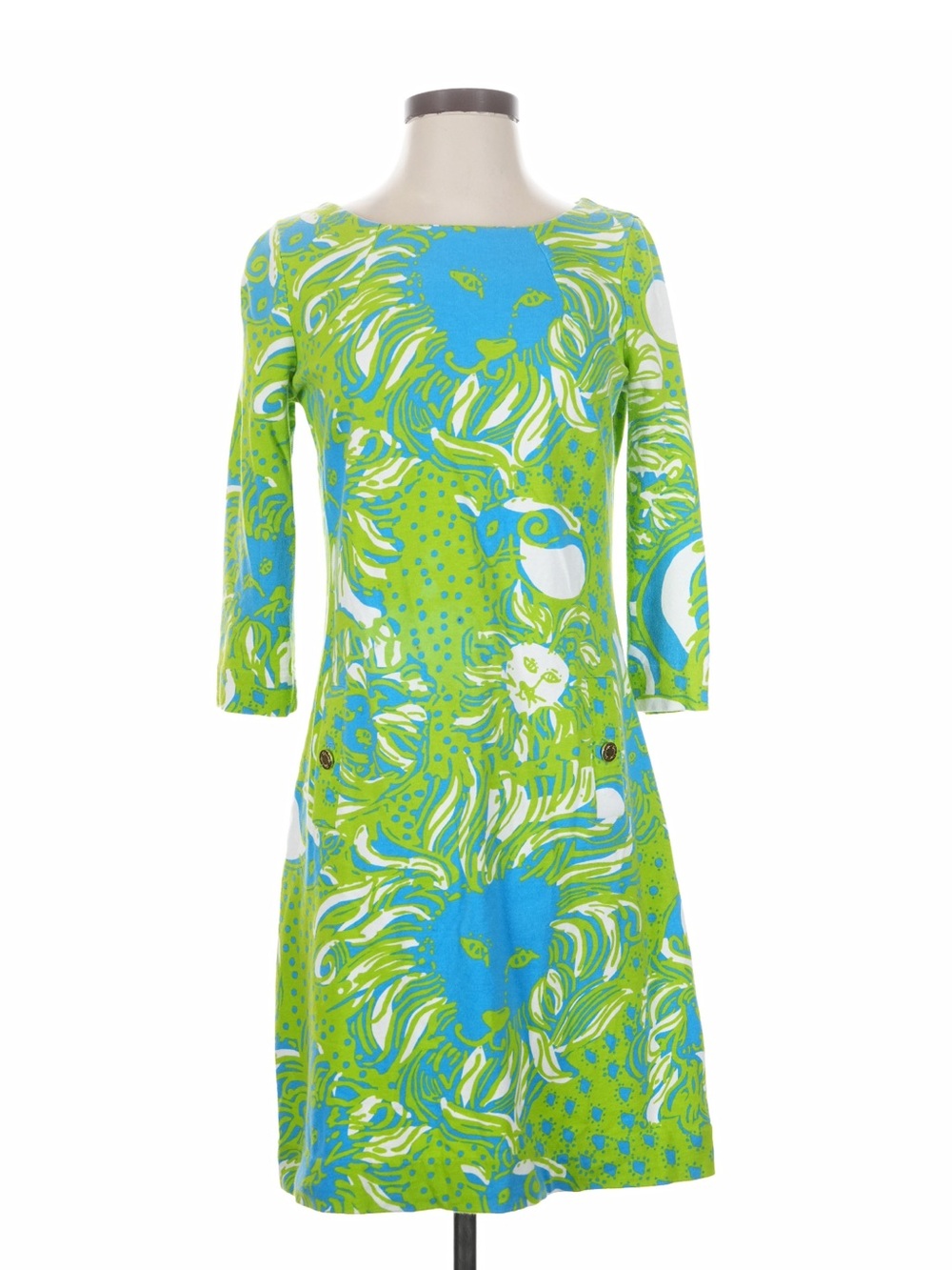 Lilly Pulitzer Lime & Turquoise Lion-Print Midi Dress